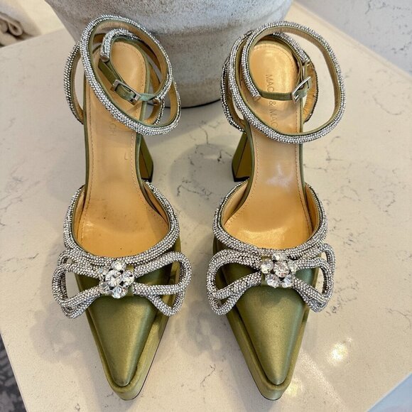 MACH & MACH Double Bow Satin Platform Pump in Pistachio Size 8US / 38EU - Picture 3 of 14